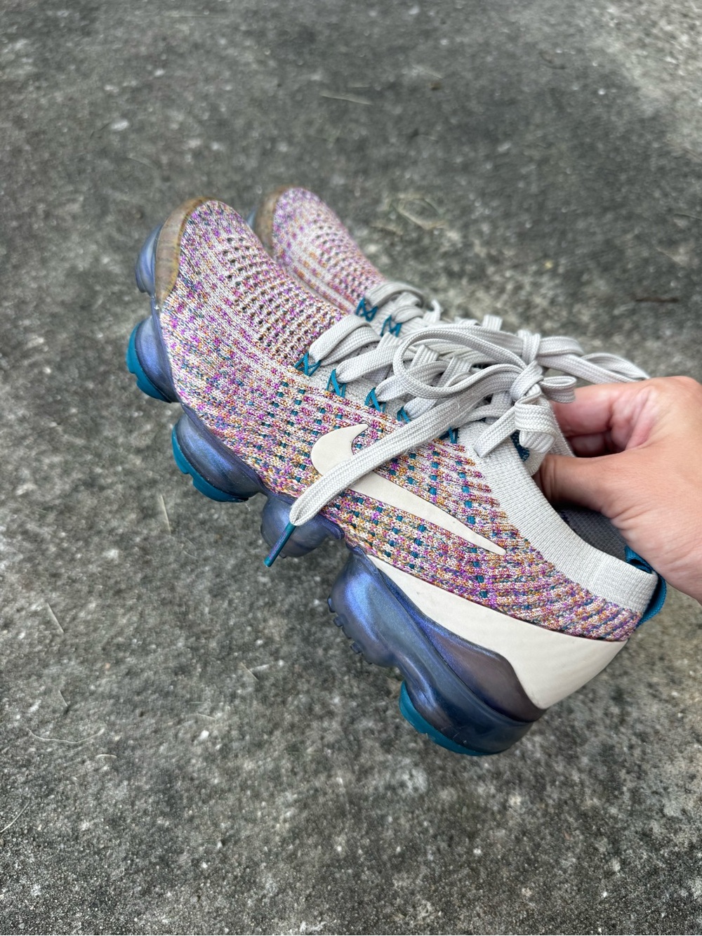 Nike Women’s Multicolor Flyknit VaporMax with Teal Accents